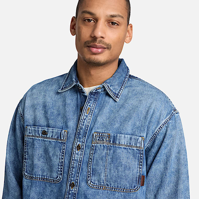 DenimHemd mit Tasche fr Herren in Blau TBL Blau ALT3