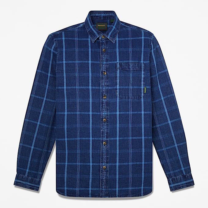 Kariertes Indigo Hemd in regulrer Passform fr Herren in Dunkelblau TBL Blau HERO