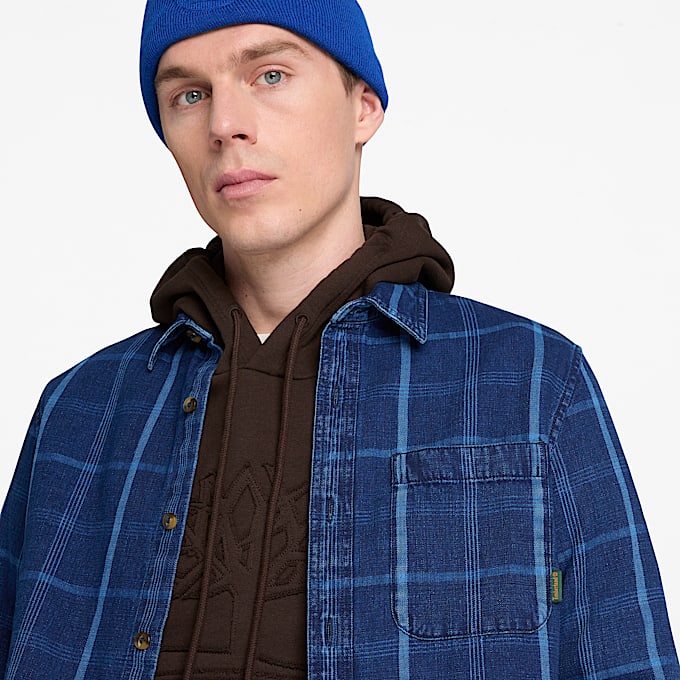 Kariertes Indigo Hemd in regulrer Passform fr Herren in Dunkelblau TBL Blau ALT3