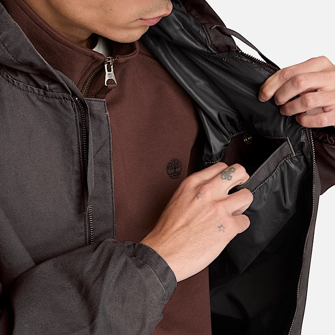 CanvasBomberjacke mit Kapuze fr Herren in Schwarz TBL Schwarz ALT3
