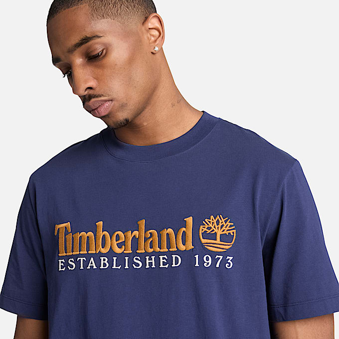 KurzarmTShirt mit Established 1973Stickerei fr Herren in Dunkelblau TBL Blau ALT3