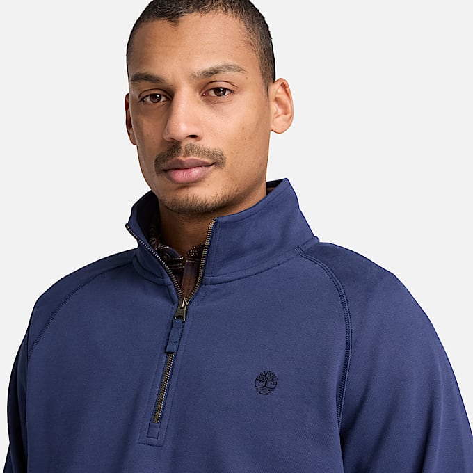 Exeter River Sweatshirt mit gesticktem Logo und Viertelreiverschluss fr Herren in Dunkelblau TBL Blau ALT3