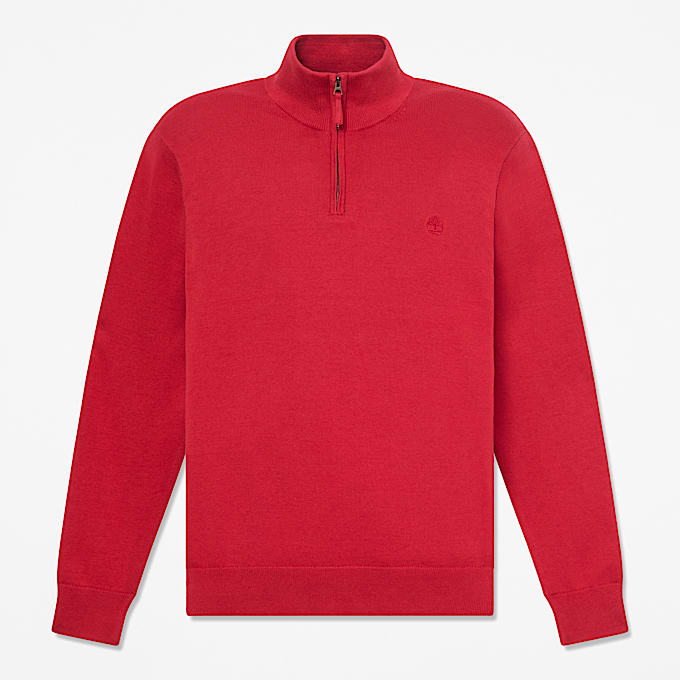 Williams River Baumwollpullover mit Viertelreiverschluss fr Herren in Rot TBL Rot HERO