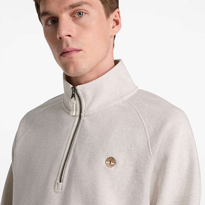 Exeter River Sweatshirt mit gesticktem Logo und Viertelreiverschluss fr Herren in Hellbeige TBL Beige ALT3