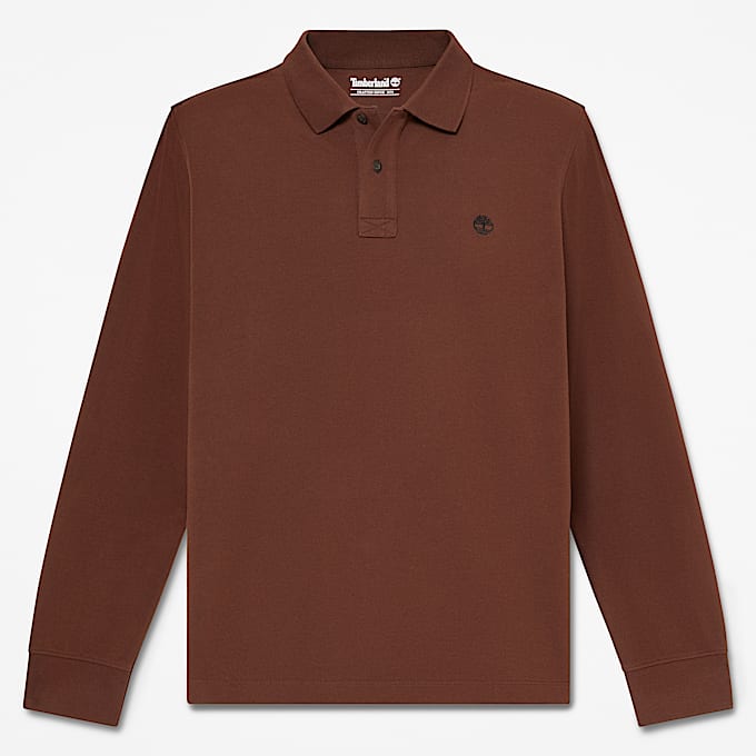 Millers River LangarmPoloshirt fr Herren in Dunkelbraun TBL Braun HERO
