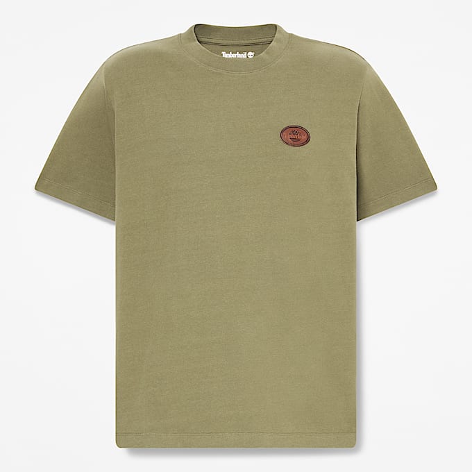 KurzarmTShirt mit Lederaufnher fr Herren in Grn TBL Grn HERO