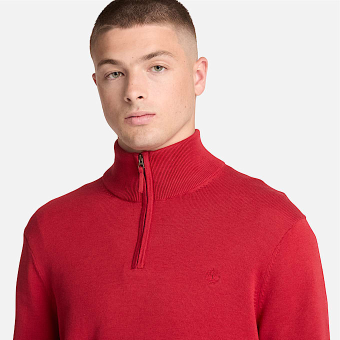 Williams River Baumwollpullover mit Viertelreiverschluss fr Herren in Rot TBL Rot ALT3