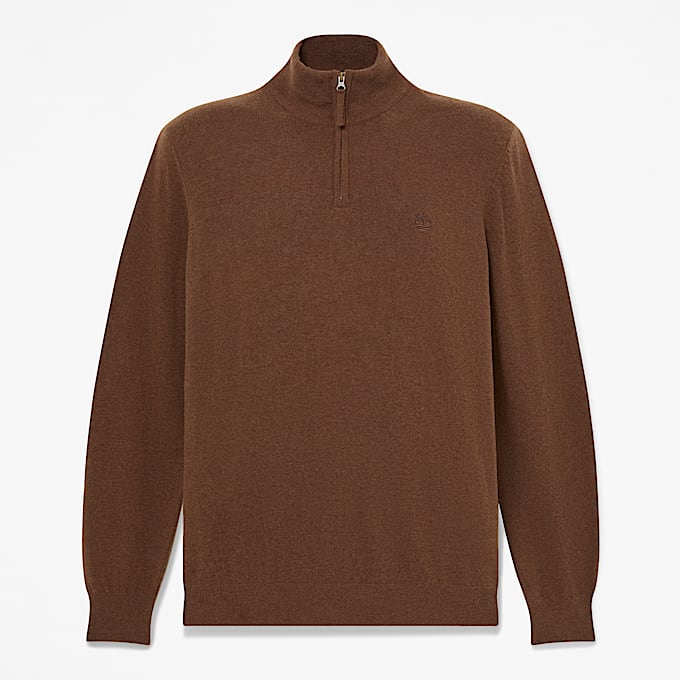 Cohas Brook Pullover aus Merinowolle mit 14Reiverschluss fr Herren in Braun TBL Braun HERO