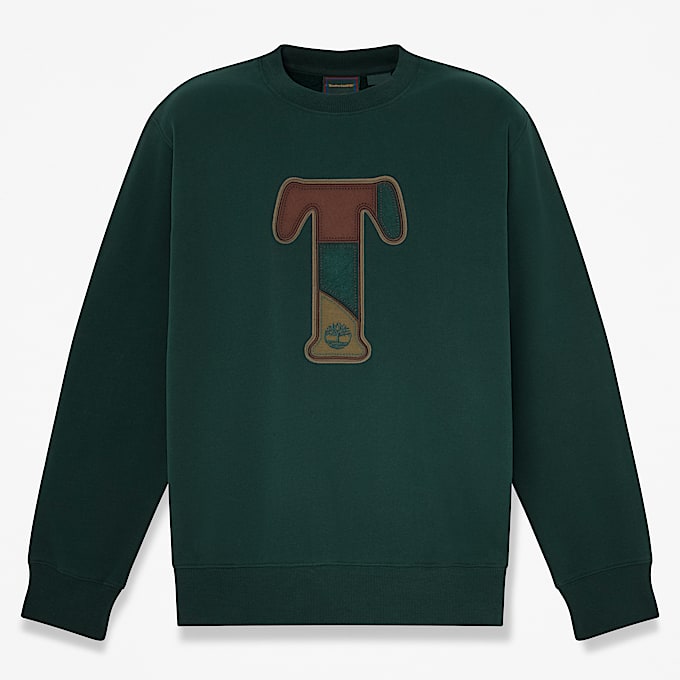 PatchworkSweatshirt mit Rundhalsausschnitt fr Herren in Dunkelgrn TBL Grn HERO