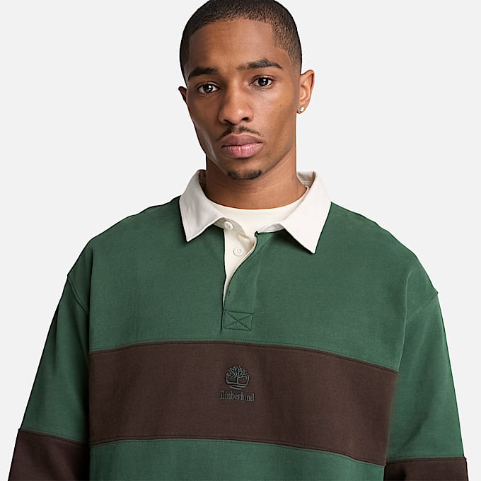 RugbyPoloSweatshirt fr Herren in DunkelgrnDunkelbraun TBL Grn ALT3