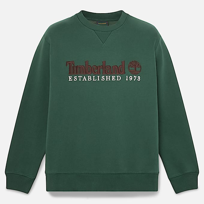 RundhalsSweatshirt mit aufgesticktem Established 1973Logo fr Herren in Dunkelgrn TBL Grn HERO