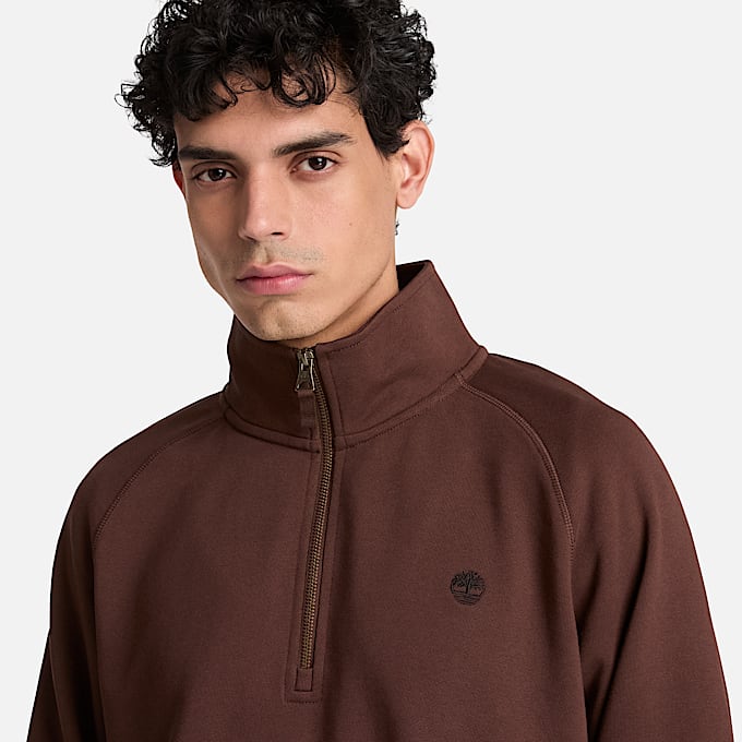 Exeter River Sweatshirt mit gesticktem Logo und Viertelreiverschluss fr Herren in Dunkelbraun TBL Braun ALT3