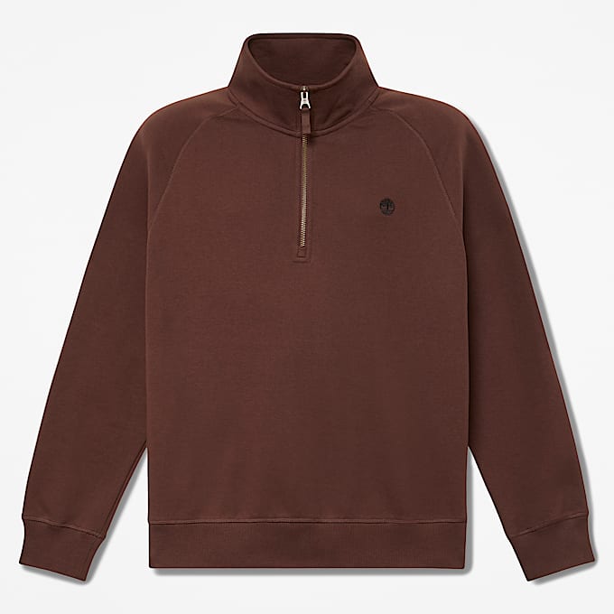 Exeter River Sweatshirt mit gesticktem Logo und Viertelreiverschluss fr Herren in Dunkelbraun TBL Braun HERO