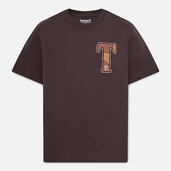 Patchwork KurzarmTShirt mit Grafik fr Herren in Dunkelbraun TBL Braun HERO