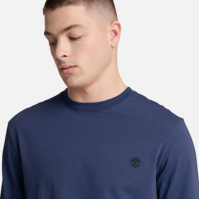 Dunstan River Langarmshirt in schmaler Passform mit Stickerei fr Herren in Dunkelblau TBL Blau ALT3