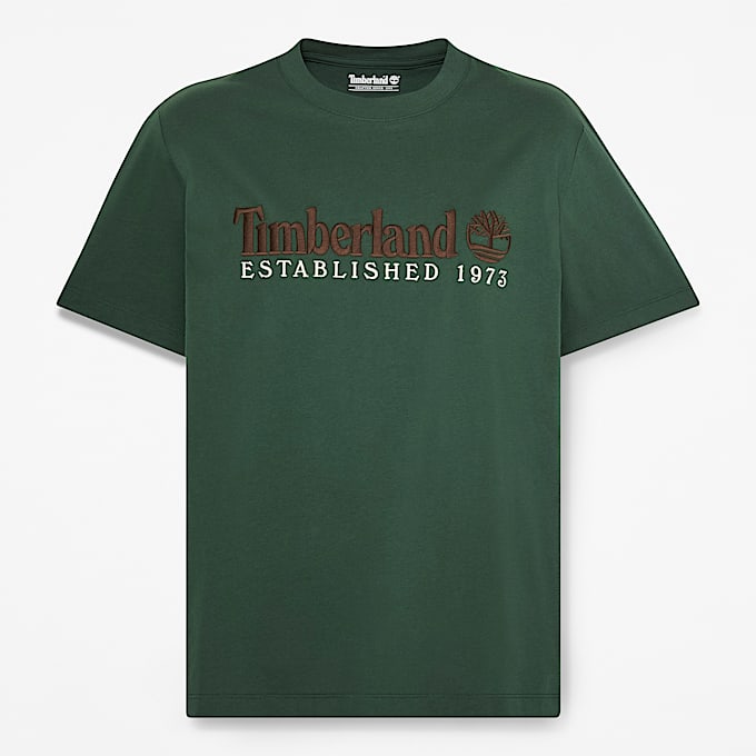 KurzarmTShirt mit Established 1973Stickerei fr Herren in Dunkelgrn TBL Grn HERO