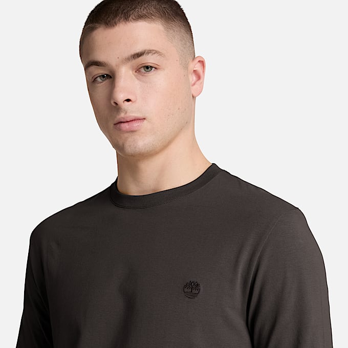Dunstan River Langarmshirt in schmaler Passform mit Stickerei fr Herren in Schwarz TBL Schwarz ALT3