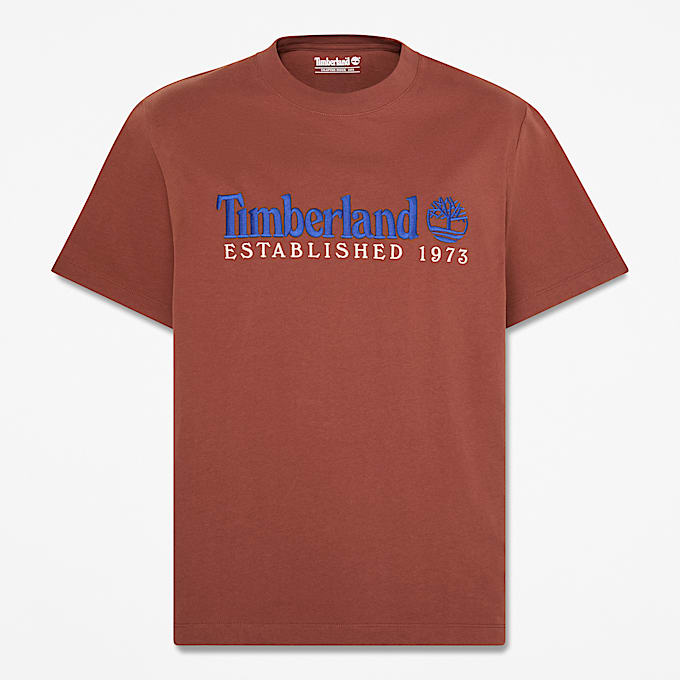 KurzarmTShirt mit Established 1973Stickerei fr Herren in Braun TBL Braun HERO