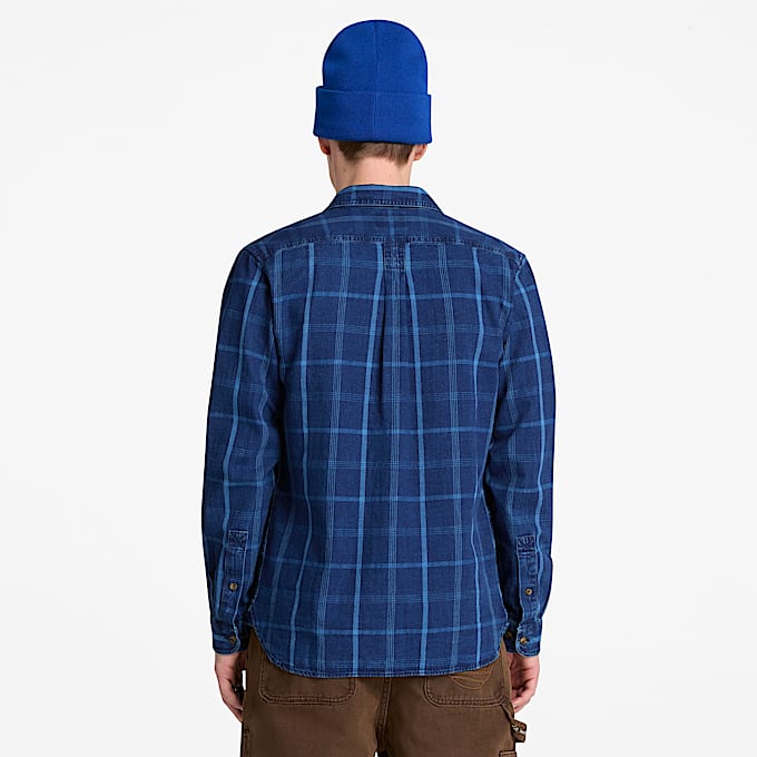 Kariertes Indigo Hemd in regulrer Passform fr Herren in Dunkelblau TBL Blau ALT8