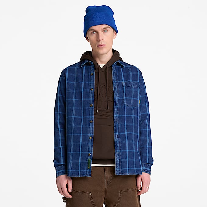 Kariertes Indigo Hemd in regulrer Passform fr Herren in Dunkelblau TBL Blau ALT1
