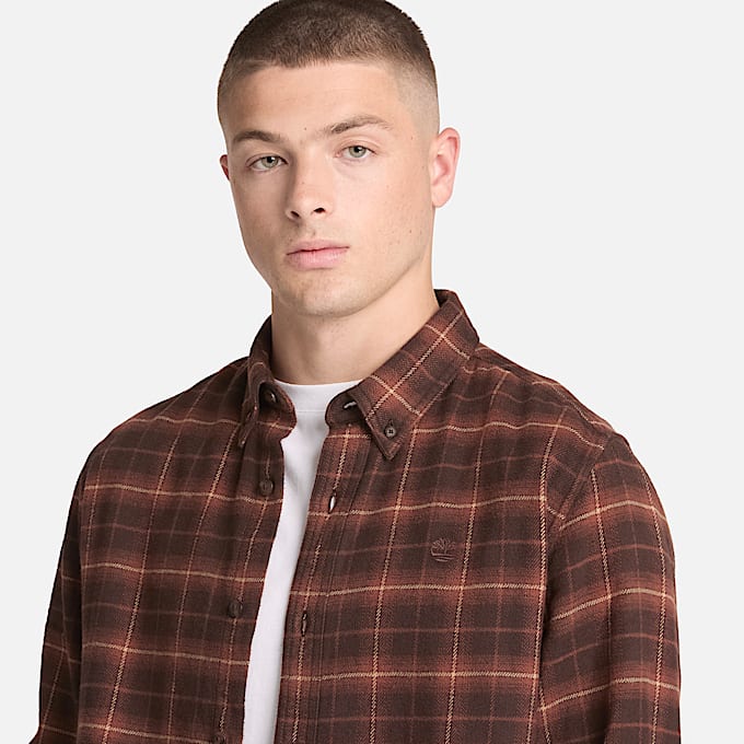 Kariertes Flanellhemd in regulrer Passform fr Herren in Dunkelbraun TBL Braun ALT3