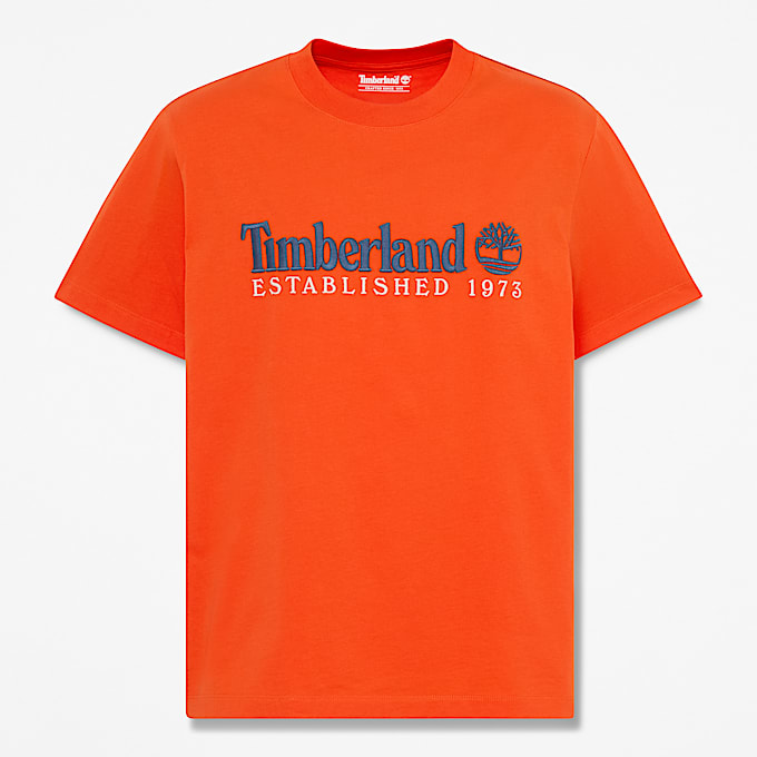 KurzarmTShirt mit Established 1973Stickerei fr Herren in Orange TBL Orange HERO