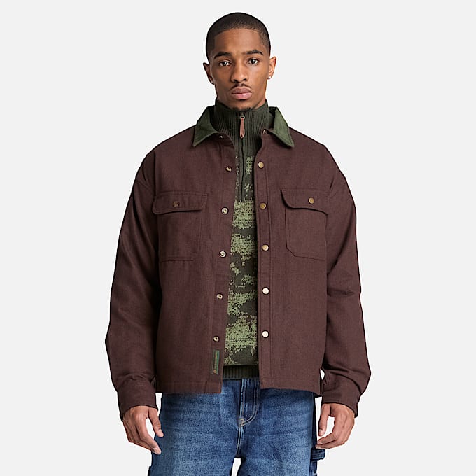 Hemdjacke mit Fischgrtmuster fr Herren in Dunkelbraun TBL Braun ALT1