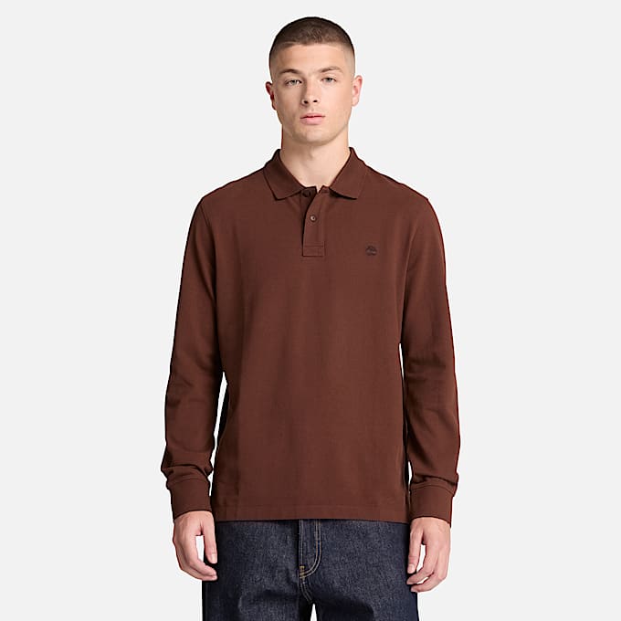 Millers River LangarmPoloshirt fr Herren in Dunkelbraun TBL Braun ALT1