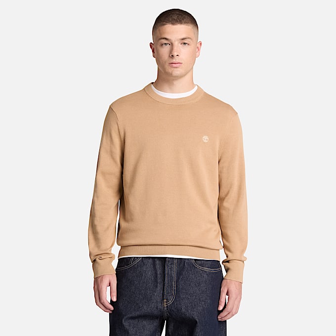 Williams River Baumwollpullover mit Rundhalsausschnitt fr Herren in Hellbraun TBL Braun ALT1