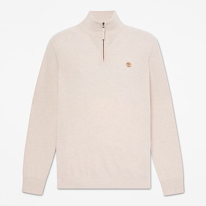 Cohas Brook Pullover aus Merinowolle mit 14Reiverschluss fr Herren in Hellbeige TBL Beige HERO