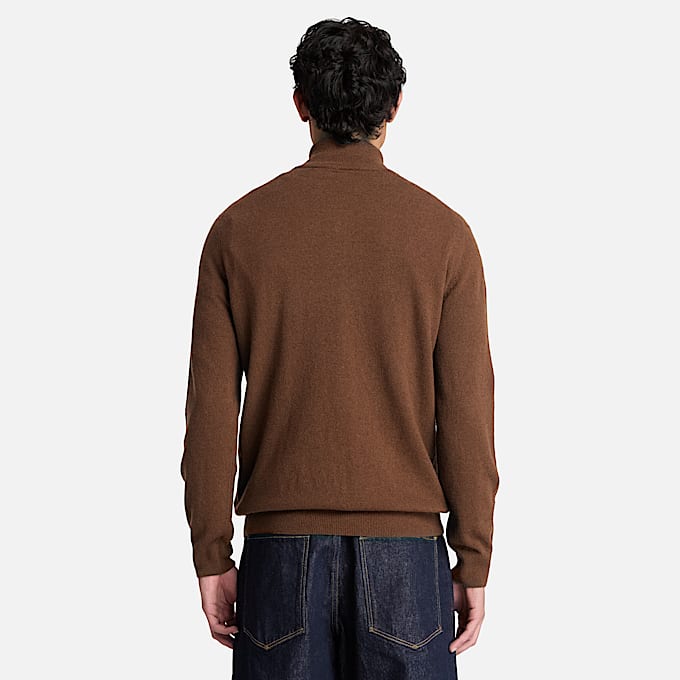 Cohas Brook Pullover aus Merinowolle mit 14Reiverschluss fr Herren in Braun TBL Braun ALT8