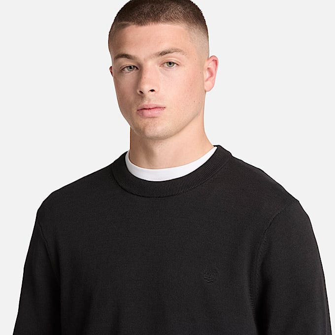 Williams River Baumwollpullover mit Rundhalsausschnitt fr Herren in Schwarz TBL Schwarz ALT3