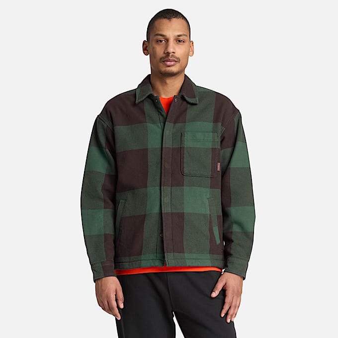 Karierte Hemdjacke mit Fleecefutter fr Herren in Dunkelbraun TBL Braun ALT1