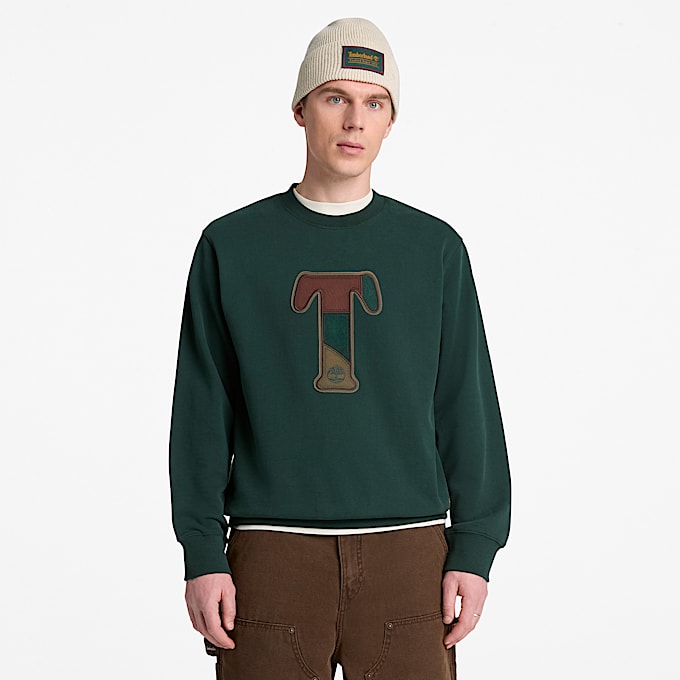 PatchworkSweatshirt mit Rundhalsausschnitt fr Herren in Dunkelgrn TBL Grn ALT1