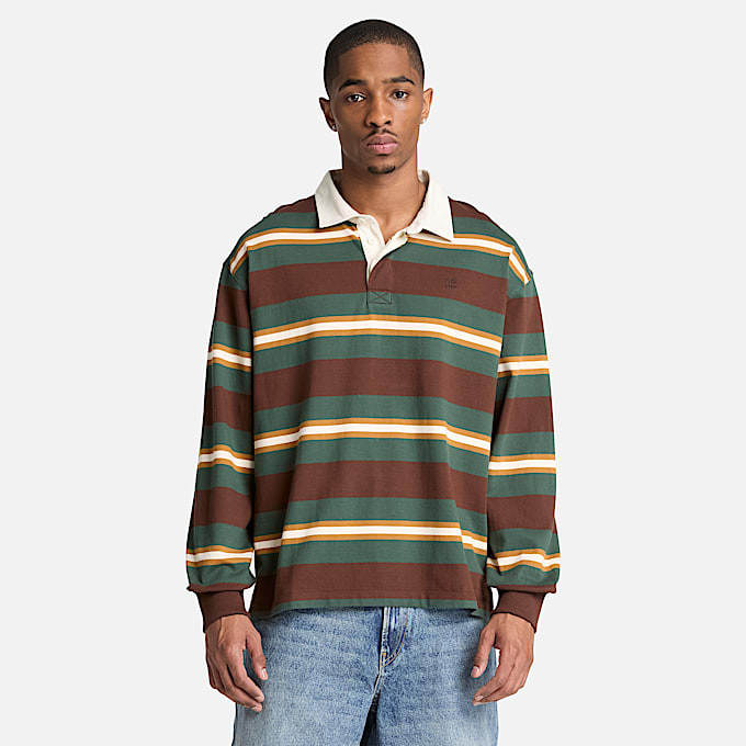 Langrmeliges RugbyPolohemd fr Herren in Dunkelbraun TBL Braun ALT1