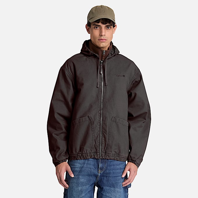 CanvasBomberjacke mit Kapuze fr Herren in Schwarz TBL Schwarz ALT1