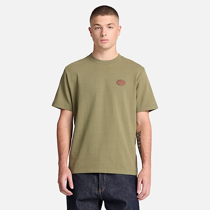 KurzarmTShirt mit Lederaufnher fr Herren in Grn TBL Grn ALT1