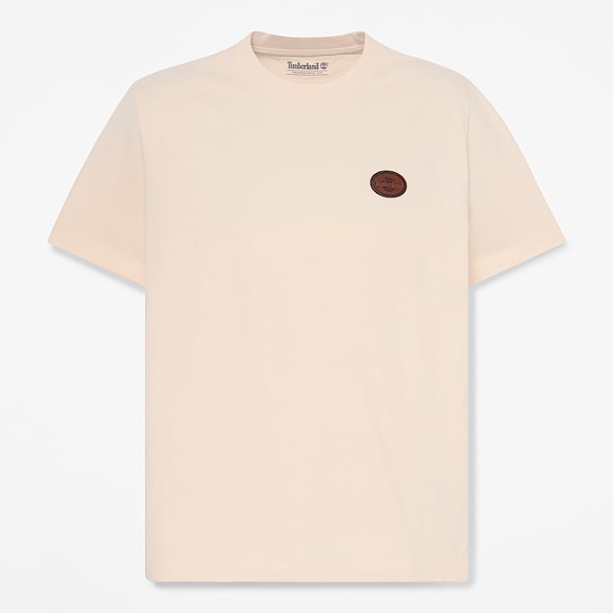 KurzarmTShirt mit Lederaufnher fr Herren in Beige TBL Beige HERO