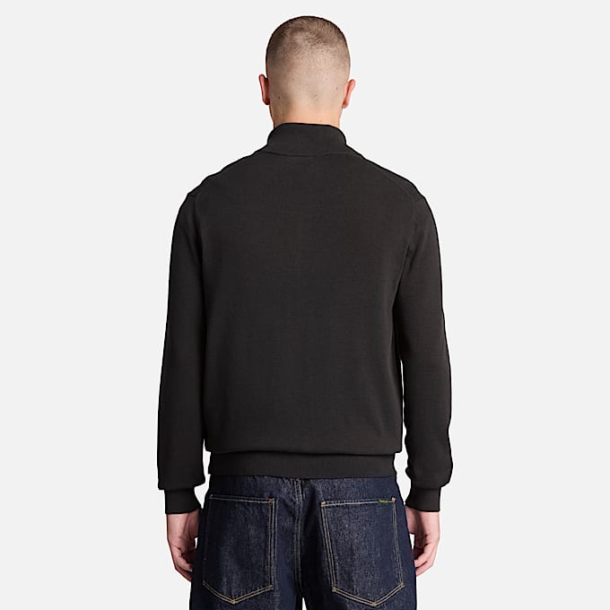 Williams River Baumwollpullover mit durchgehendem Reiverschluss fr Herren in Schwarz TBL Schwarz ALT8