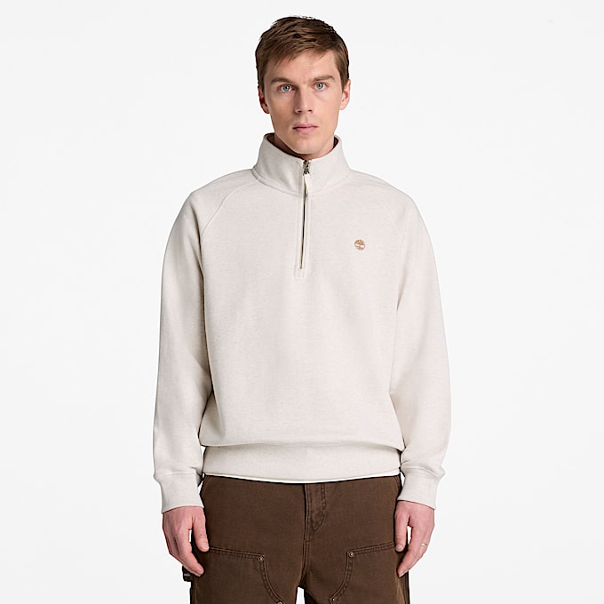 Exeter River Sweatshirt mit gesticktem Logo und Viertelreiverschluss fr Herren in Hellbeige TBL Beige ALT1
