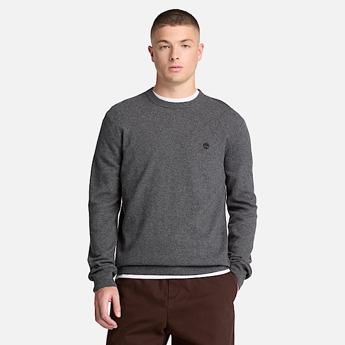 Cohas Brook Pullover mit Rundhalsausschnitt aus Merinowolle fr Herren in Dunkelgrau TBL Grau ALT1