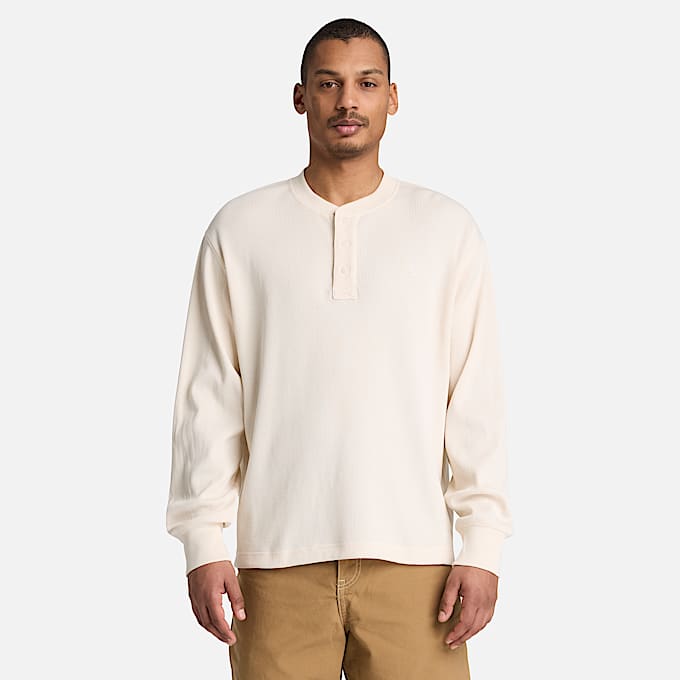 Langrmeliges Wharf River Polohemd mit Waffelstruktur fr Herren in Beige TBL Beige ALT1