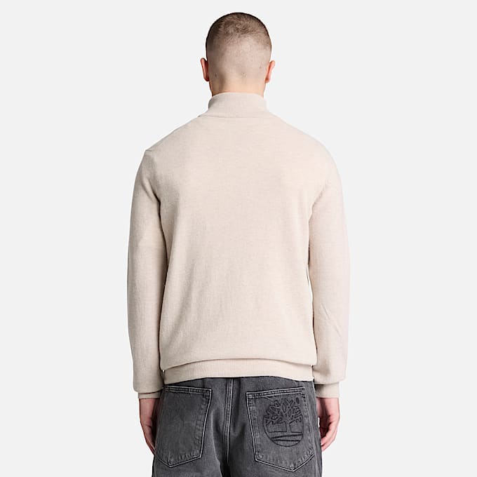 Cohas Brook Pullover aus Merinowolle mit 14Reiverschluss fr Herren in Hellbeige TBL Beige ALT8