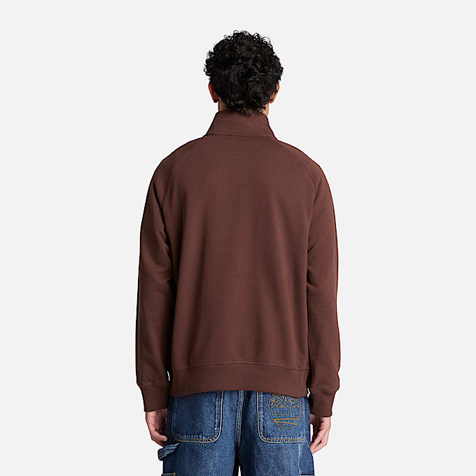 Exeter River Sweatshirt mit gesticktem Logo und Viertelreiverschluss fr Herren in Dunkelbraun TBL Braun ALT8