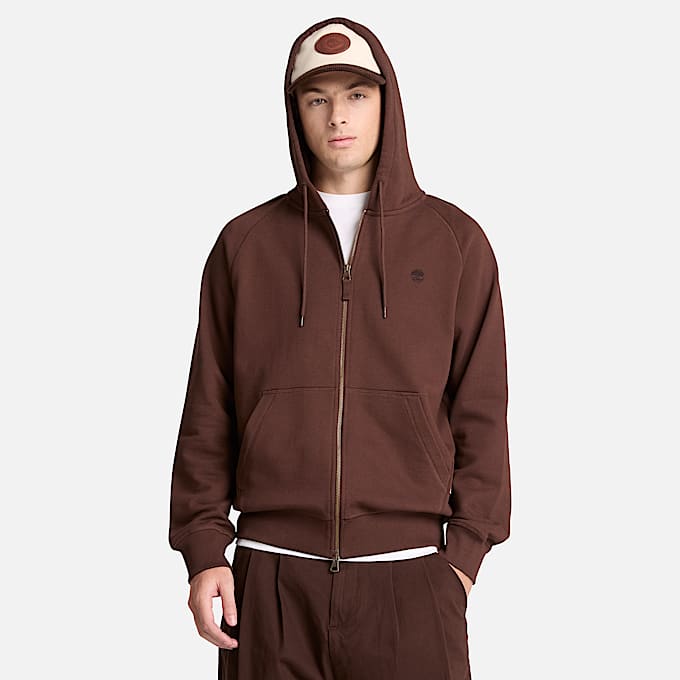 Exeter River Hoodie mit durchgehendem Reiverschluss fr Herren in Dunkelbraun TBL Braun ALT1