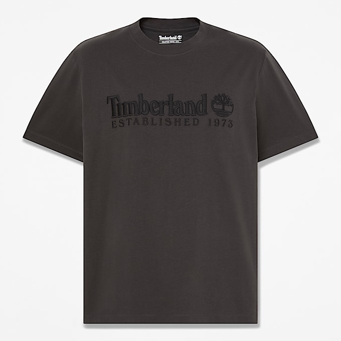 KurzarmTShirt mit Established 1973Stickerei fr Herren in Schwarz TBL Schwarz HERO