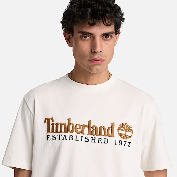 KurzarmTShirt mit Established 1973Stickerei fr Herren in Wei TBL Wei ALT3