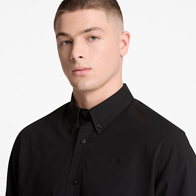 Langrmeliges Hemd aus Popeline fr Herren in Schwarz TBL Schwarz ALT3