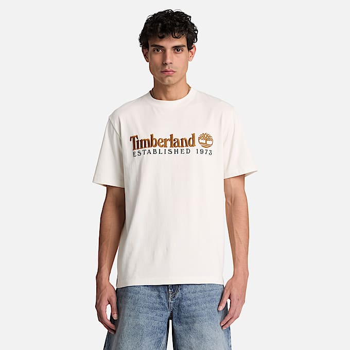 KurzarmTShirt mit Established 1973Stickerei fr Herren in Wei TBL Wei ALT1