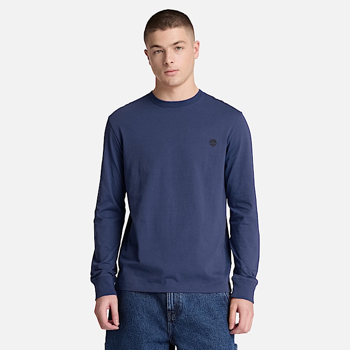 Dunstan River Langarmshirt in schmaler Passform mit Stickerei fr Herren in Dunkelblau TBL Blau ALT1